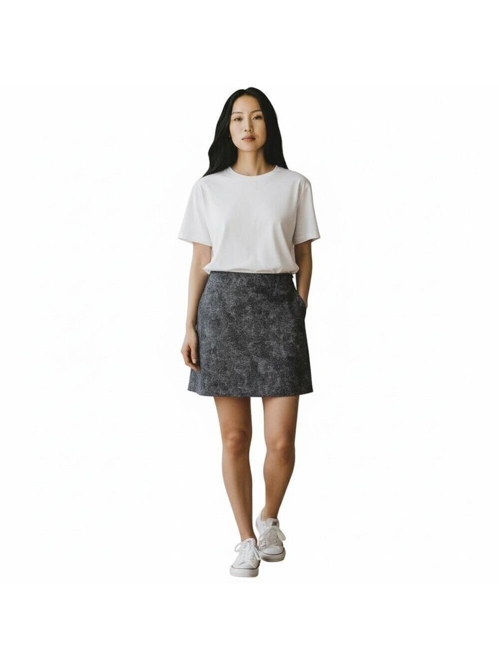 cloudveil skort pullon stretch waistband zipped side pocket grey black size M